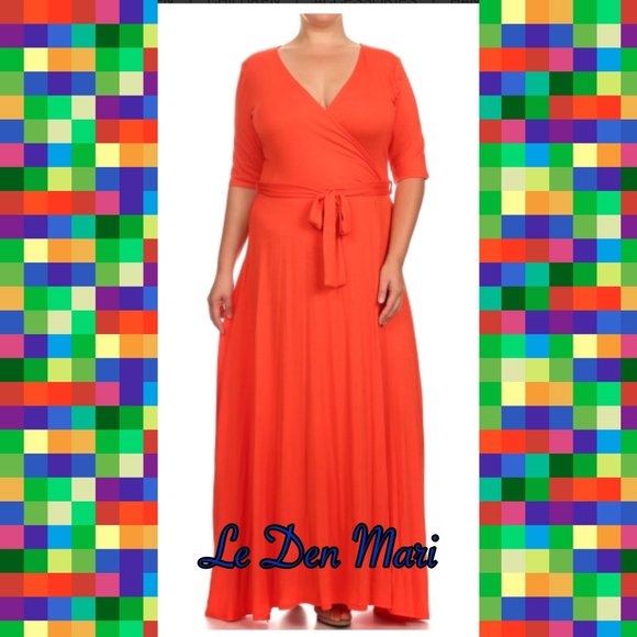 Orange Crush Faux Wrap Maxi Dress - Picture 1 of 1